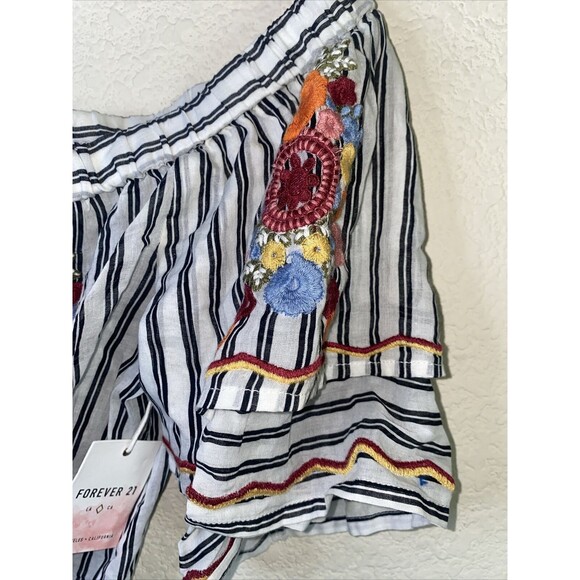 new Crop blouse Floral Embroidery lace western flare Boho country M hippie 21 - Picture 3 of 10